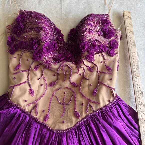 Tarik Ediz 90378 Dress Evening Dress ~US size 4 Purple Dress Beads and Lace NWT - Picture 11 of 15